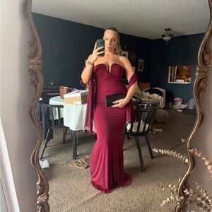 STEPS Burgundy Strapless Evening Dress Sz M